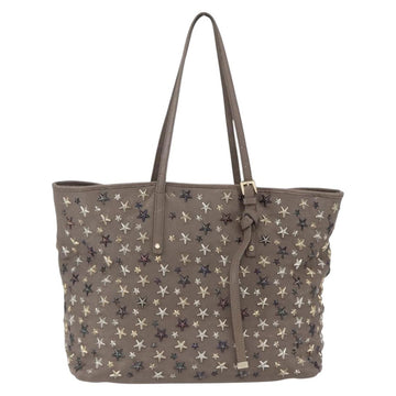 Jimmy Choo Studs Tote Bag Leather Beige Auth 169409 - 0