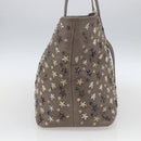 Jimmy Choo Studs Tote Bag Leather Beige Auth 169409-4