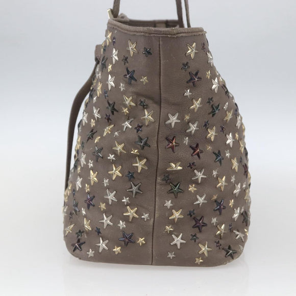 Jimmy Choo Studs Tote Bag Leather Beige Auth 169409
