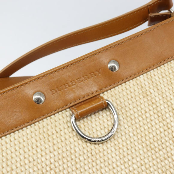 BURBERRY Shoulder Bag Canvas Beige Silver Auth 169410
