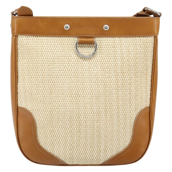BURBERRY Shoulder Bag Canvas Beige Silver Auth 169410
