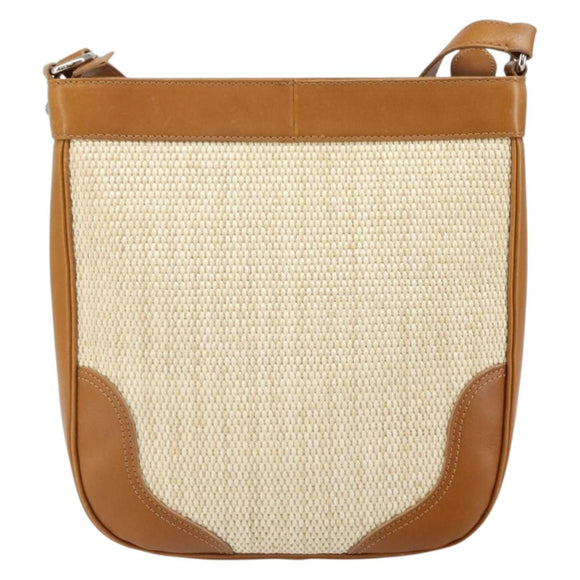 BURBERRY Shoulder Bag Canvas Beige Silver Auth 169410