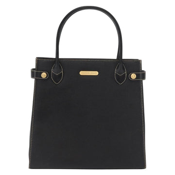 BURBERRY Hand Bag Leather Black Gold Auth 169412 - 0
