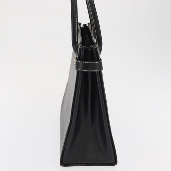 BURBERRY Hand Bag Leather Black Gold Auth 169412