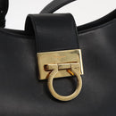 Salvatore Ferragamo Gancini Shoulder Bag Leather Black Gold Auth 169413-10