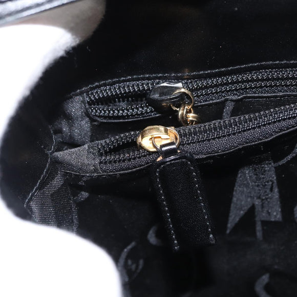 Salvatore Ferragamo Gancini Shoulder Bag Leather Black Gold Auth 169413