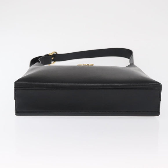 Salvatore Ferragamo Gancini Shoulder Bag Leather Black Gold Auth 169413