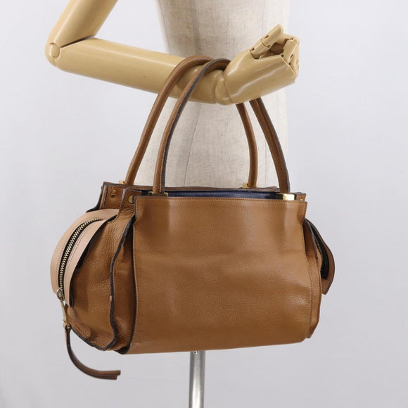 Chloe Hand Bag Leather Brown Gold Auth 169414