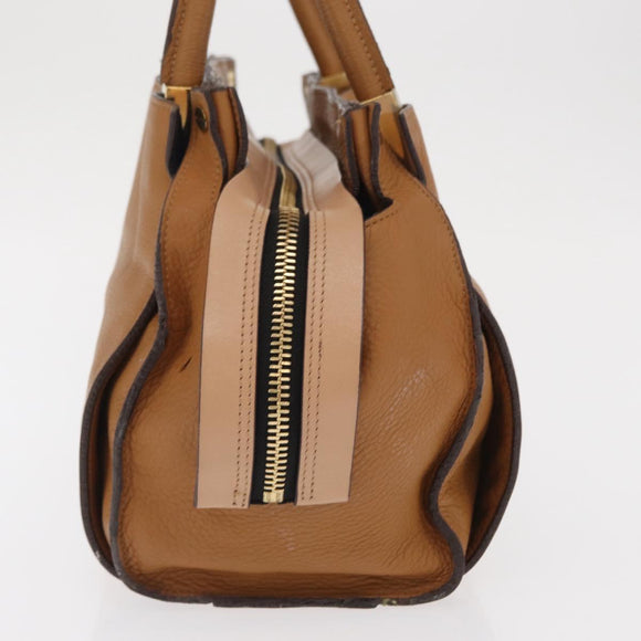 Chloe Hand Bag Leather Brown Gold Auth 169414