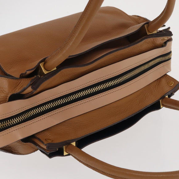 Chloe Hand Bag Leather Brown Gold Auth 169414
