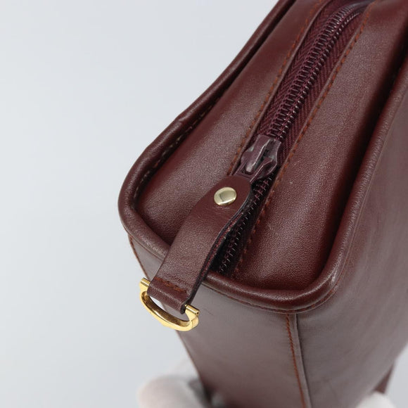 CARTIER Must Line Clutch Bag Leather Bordeaux Gold Auth 169415