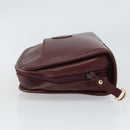 CARTIER Must Line Clutch Bag Leather Bordeaux Gold Auth 169415-5