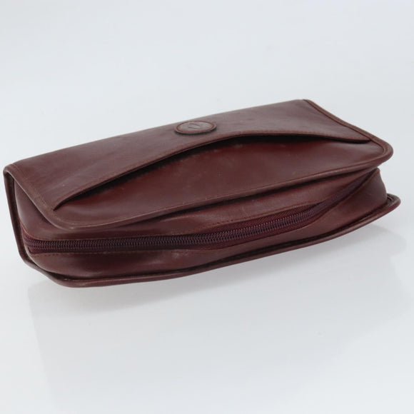 CARTIER Must Line Clutch Bag Leather Bordeaux Gold Auth 169415