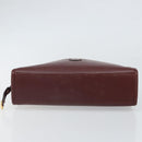 CARTIER Must Line Clutch Bag Leather Bordeaux Gold Auth 169415-7