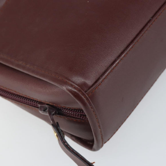 CARTIER Must Line Clutch Bag Leather Bordeaux Gold Auth 169415