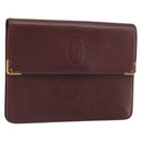 CARTIER Must Line Clutch Bag Leather Bordeaux Gold Auth 169421-1
