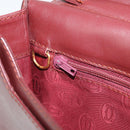 CARTIER Must Line Clutch Bag Leather Bordeaux Gold Auth 169421-19