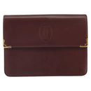 CARTIER Must Line Clutch Bag Leather Bordeaux Gold Auth 169421-13