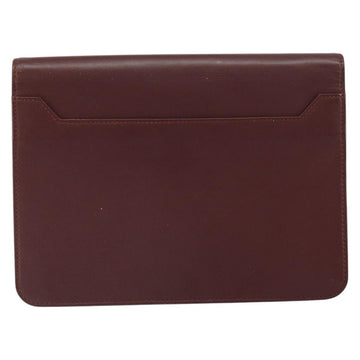 CARTIER Must Line Clutch Bag Leather Bordeaux Gold Auth 169421 - 0