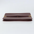 CARTIER Must Line Clutch Bag Leather Bordeaux Gold Auth 169421-6