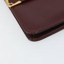 CARTIER Must Line Clutch Bag Leather Bordeaux Gold Auth 169421-14