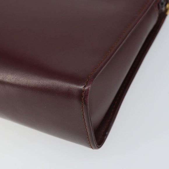 CARTIER Must Line Clutch Bag Leather Bordeaux Gold Auth 169422