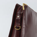 CARTIER Must Line Clutch Bag Leather Bordeaux Gold Auth 169422-8
