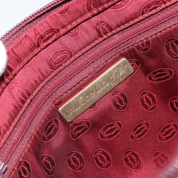 CARTIER Must Line Clutch Bag Leather Bordeaux Gold Auth 169422