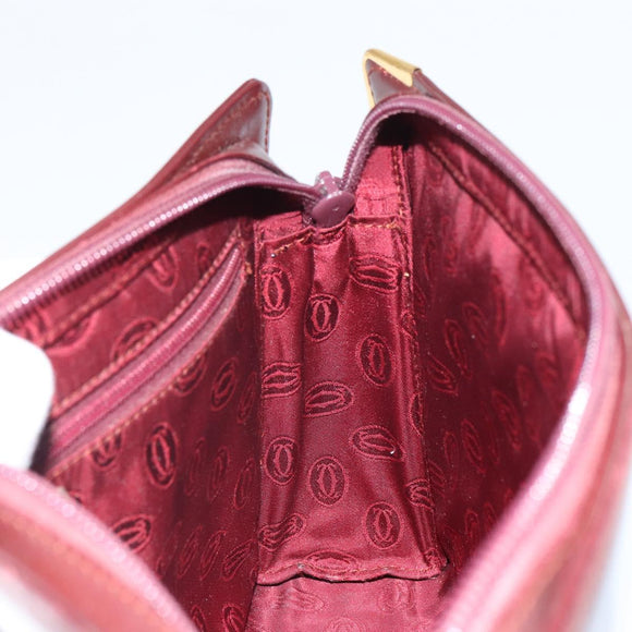 CARTIER Must Line Clutch Bag Leather Bordeaux Gold Auth 169422