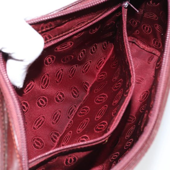 CARTIER Must Line Clutch Bag Leather Bordeaux Gold Auth 169422
