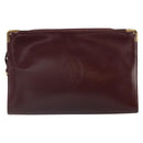 CARTIER Must Line Clutch Bag Leather Bordeaux Gold Auth 169422-13