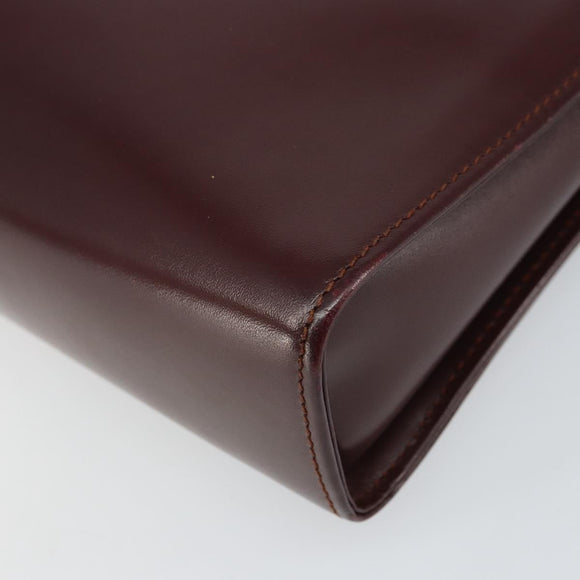 CARTIER Must Line Clutch Bag Leather Bordeaux Gold Auth 169422