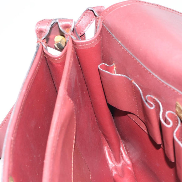 CARTIER Must Line Shoulder Bag Leather Bordeaux Gold Auth 169423