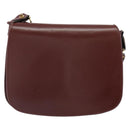 CARTIER Must Line Shoulder Bag Leather Bordeaux Gold Auth 169423-13