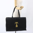 FENDI Tote Bag Canvas Black Gold Auth 169428-21
