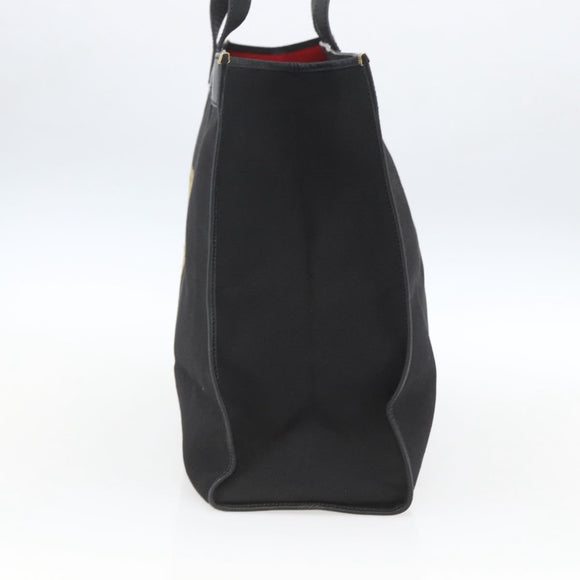 FENDI Tote Bag Canvas Black Gold Auth 169428