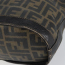 FENDI Zucca Canvas Shoulder Bag PVC Black Brown Auth 169429-10