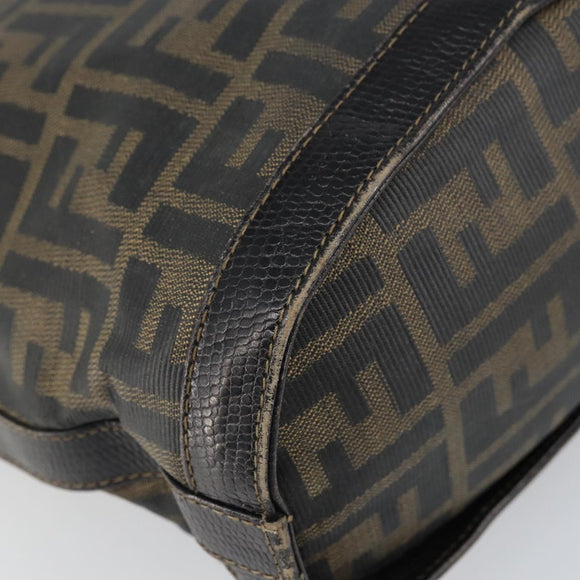 FENDI Zucca Canvas Shoulder Bag PVC Black Brown Auth 169429