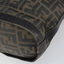 FENDI Zucca Canvas Shoulder Bag PVC Black Brown Auth 169429-12