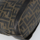FENDI Zucca Canvas Shoulder Bag PVC Black Brown Auth 169429-13