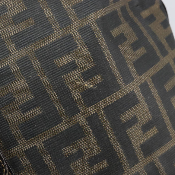 FENDI Zucca Canvas Shoulder Bag PVC Black Brown Auth 169429