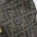 FENDI Zucca Canvas Shoulder Bag PVC Black Brown Auth 169429-16
