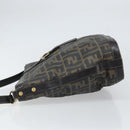 FENDI Zucca Canvas Shoulder Bag PVC Black Brown Auth 169429-5
