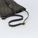 FENDI Zucca Canvas Shoulder Bag PVC Black Brown Auth 169429-7
