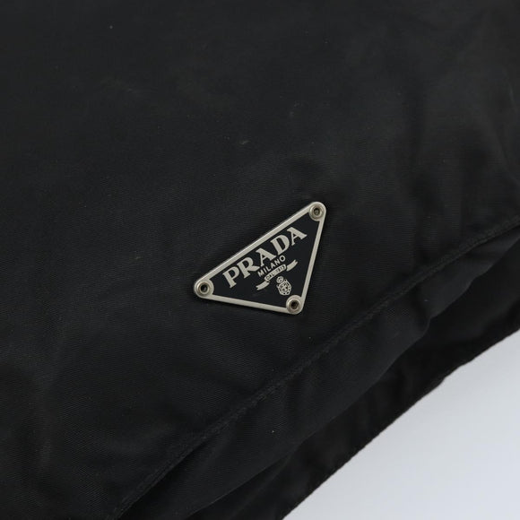 PRADA Schoudertas Nylon Zwart Zilver Auth 169431