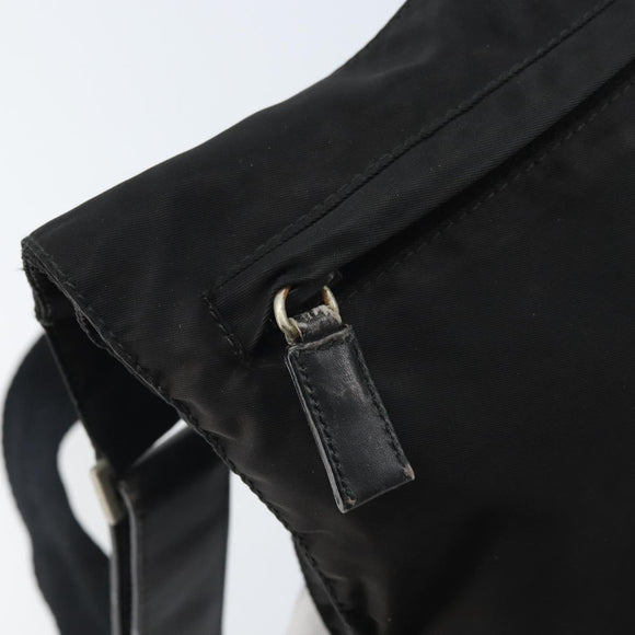PRADA Schoudertas Nylon Zwart Zilver Auth 169431