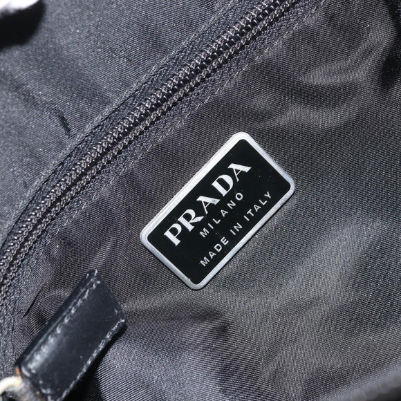 PRADA Schoudertas Nylon Zwart Zilver Auth 169431