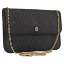 Christian Dior Honeycomb Canvas Chain Shoulder Bag PVC Black Gold Auth 169433-1