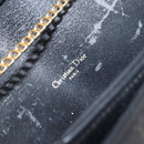 Christian Dior Honeycomb Canvas Chain Shoulder Bag PVC Black Gold Auth 169433-10