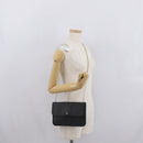 Christian Dior Honeycomb Canvas Chain Shoulder Bag PVC Black Gold Auth 169433-21